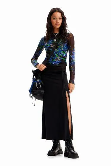 Floral tulle T-shirt