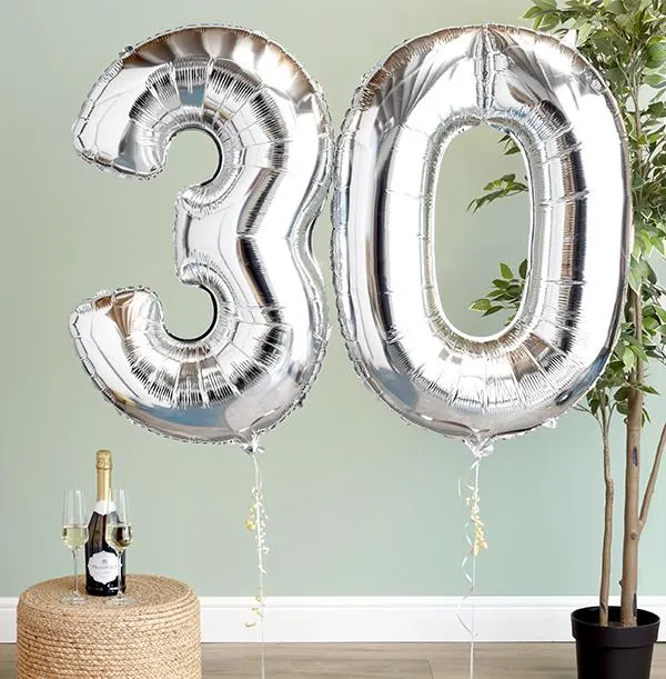 30th Birthday Giant Number Balloon Set