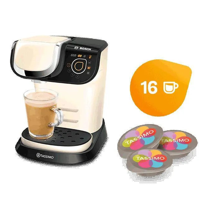 My Way Cream Coffee Machine Includes Coffee Capsules