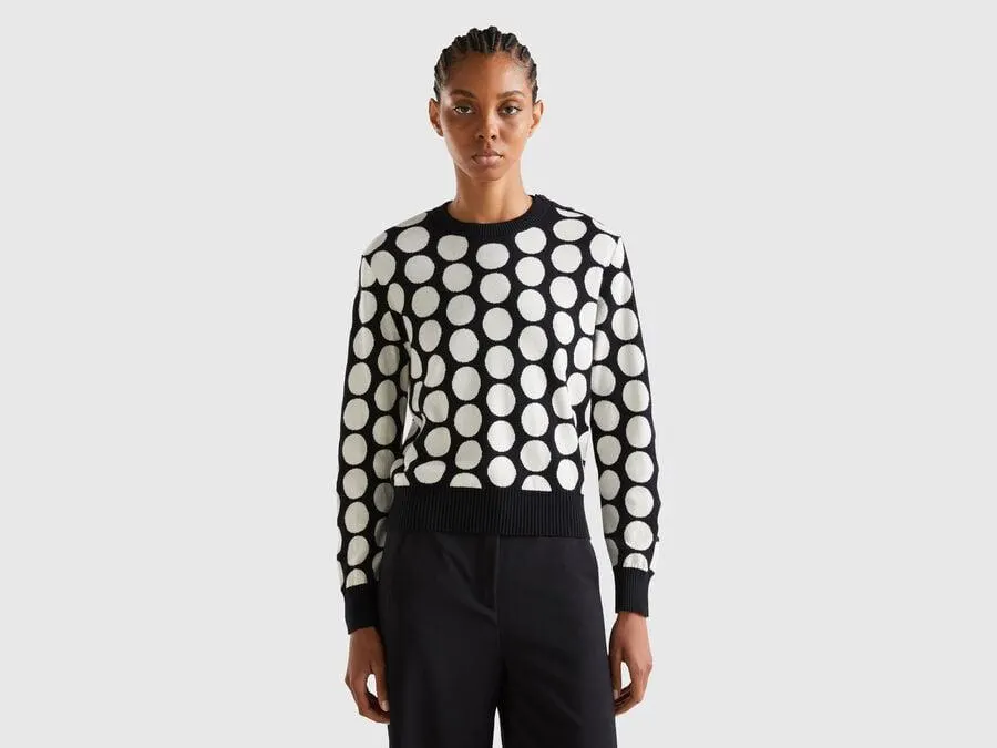 Polka dot sweater in tricot cotton