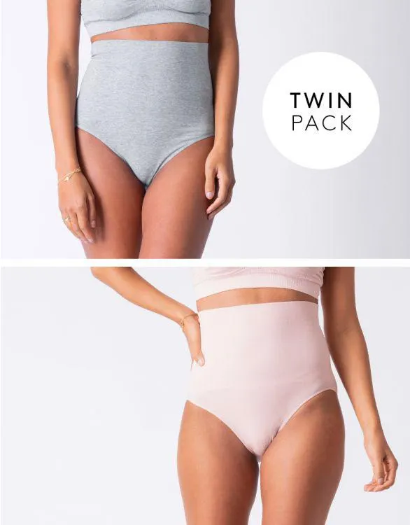 Post Maternity Shaping Briefs – Grey & Blush Twin Pack