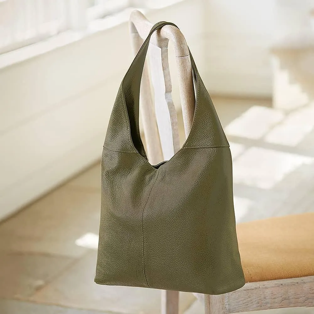 Olive Intentions Leather Slouch Bag