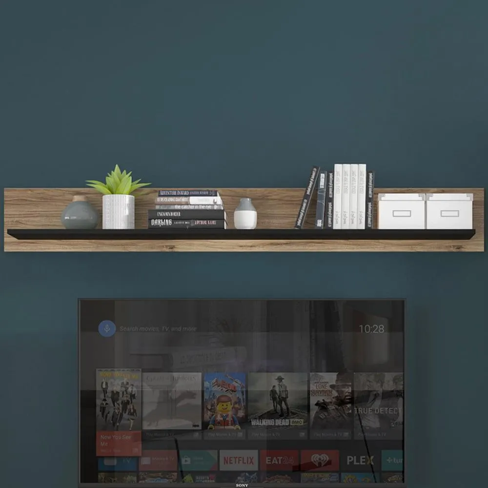 Florence Brolo 197cm Walnut Dark Panel Wall Shelf