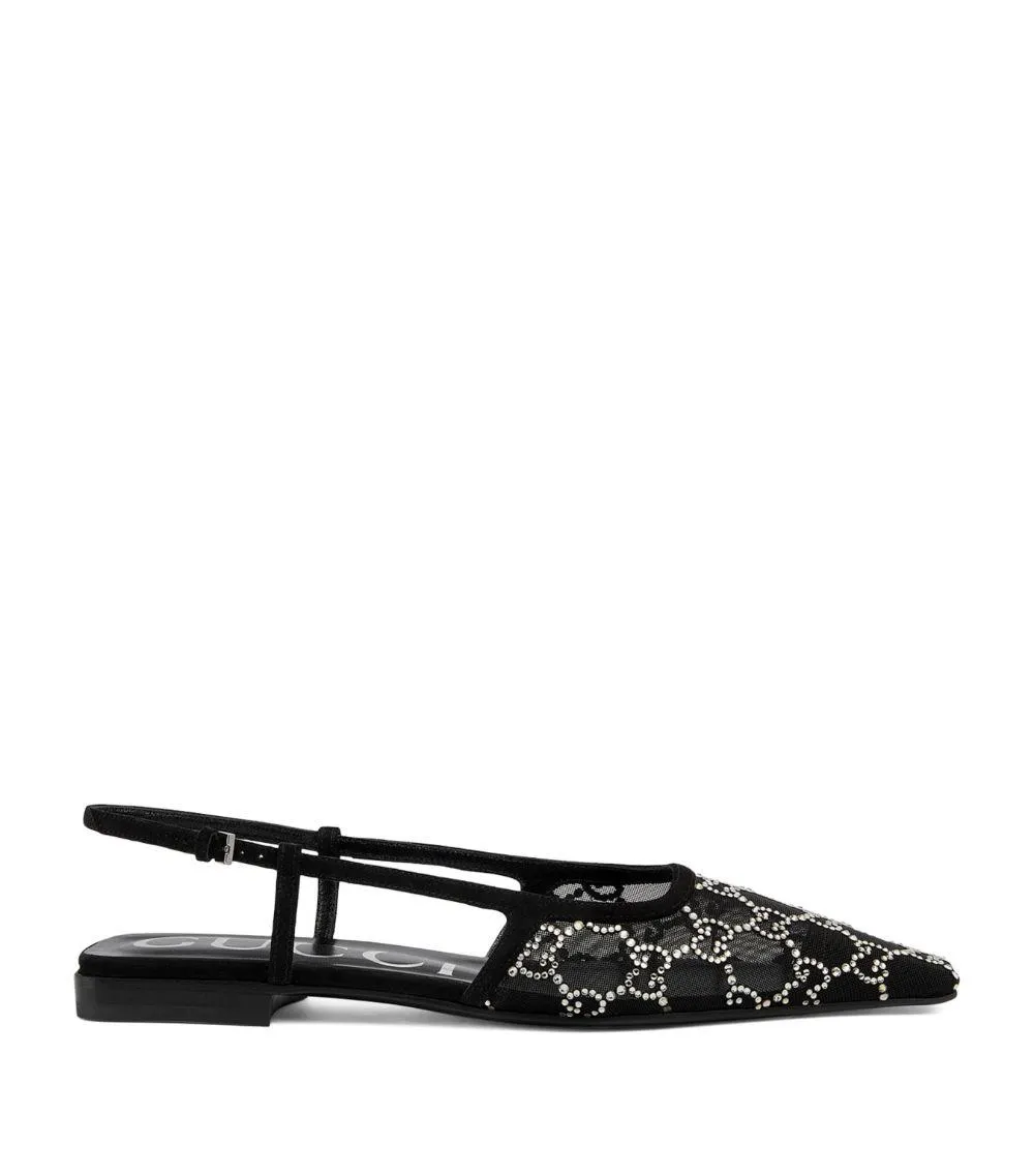 Embellished GG Slingback Ballet Flats