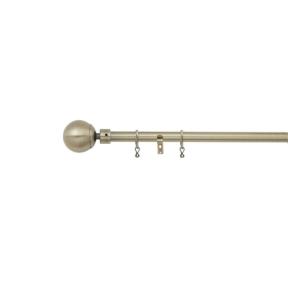 Antique Brass Extendable Curtain Pole with Ball Finial- 120-210cm (Dia 16/19mm)