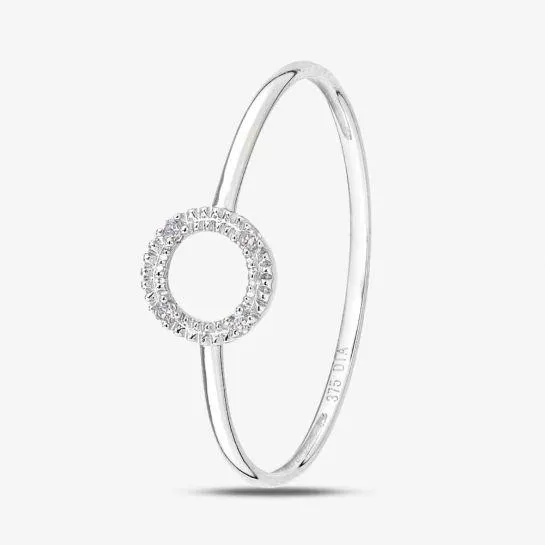9ct White Gold 0.02ct Diamond Circle Ring PR12848W
