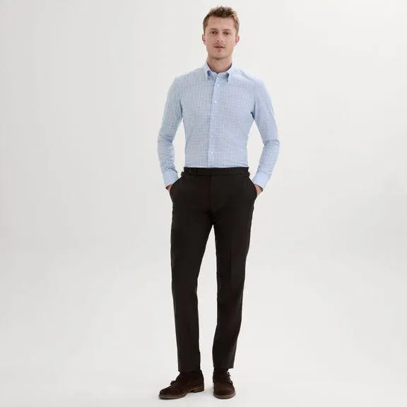 Checkered light blue non-iron business shirt