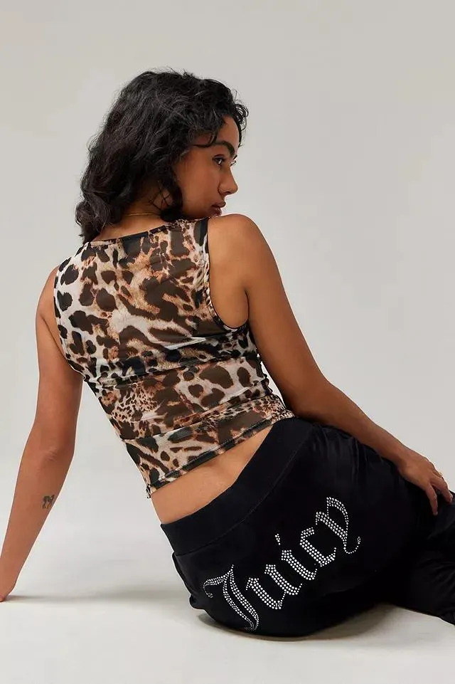 Juicy Couture Black Low-Rise Velour Flare Track Pants