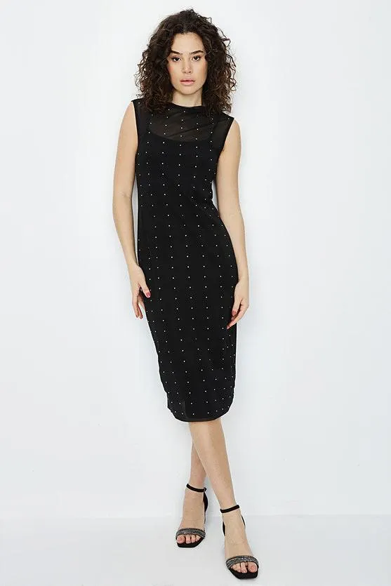 Black Diamante Mesh Dress