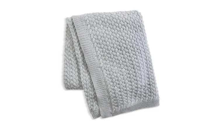 Habitat Plain Knitted Throw - Grey - 125x150cm