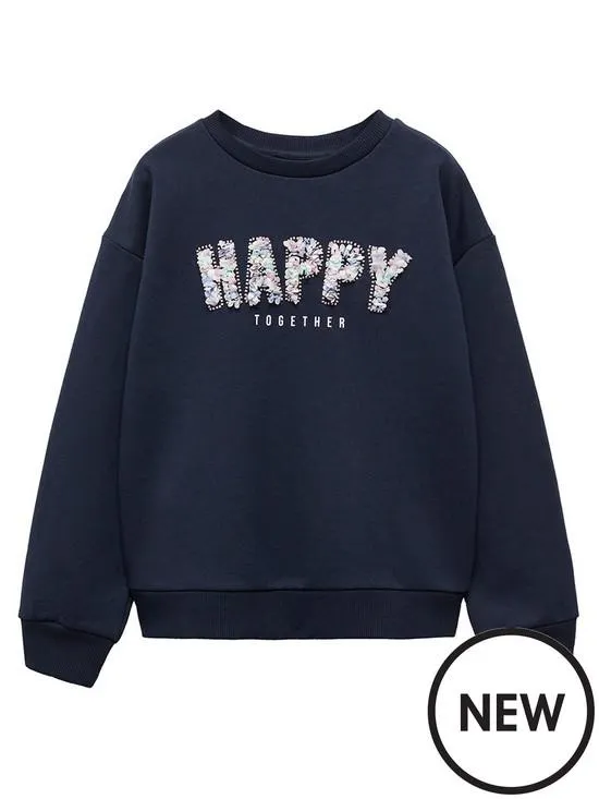 Girls Happy Sweat - Navy