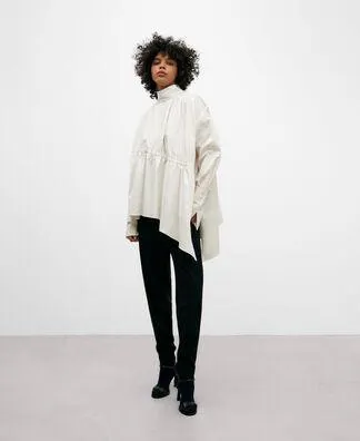 Beige cotton blouse for women