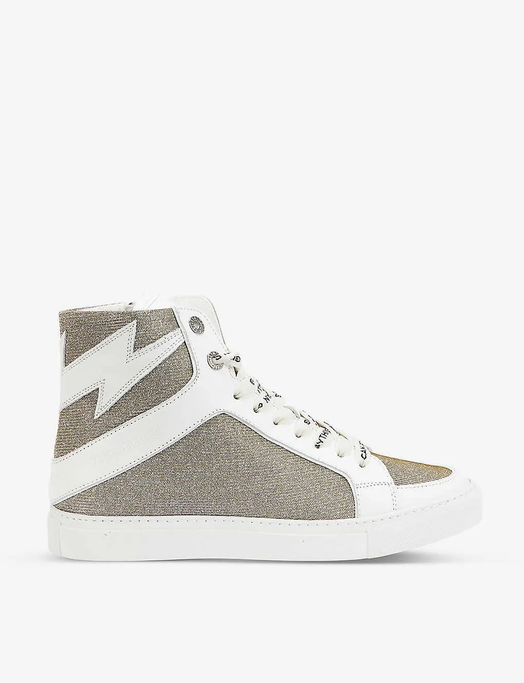 ZV1747 High Flash glitter leather and mesh high-top trainers