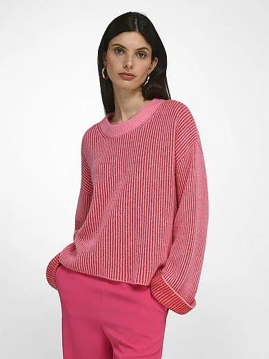 Round neck jumper with fixed turn-up