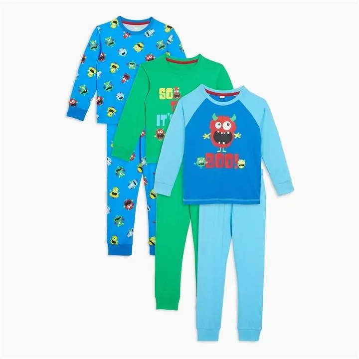 Younger Boys 3 Pack Monster Pyjamas