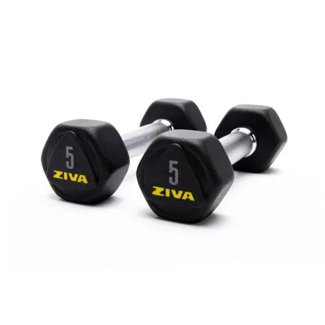Ziva 5Kg RPU Encased Performance Hexagon Steel Dumbbells (x2)