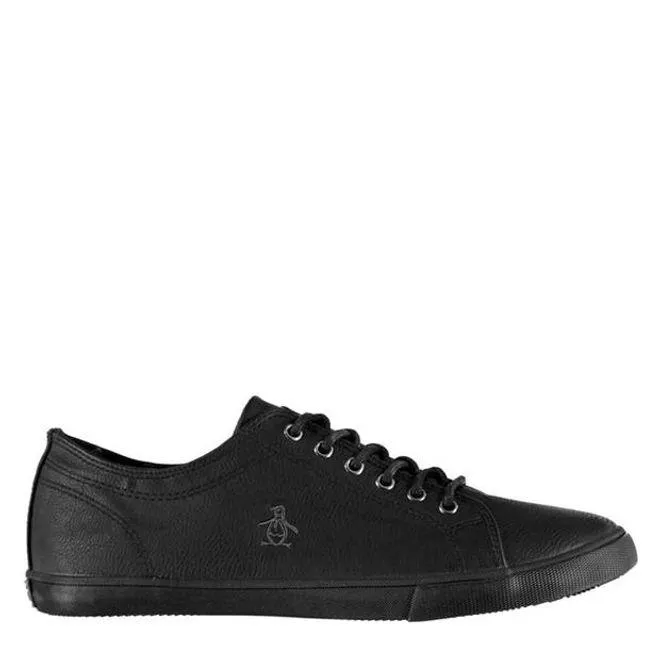 Original Penguin Mens Brewton PU Trainers in Black