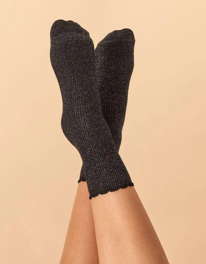 Sparkle Ribbed Socks Black