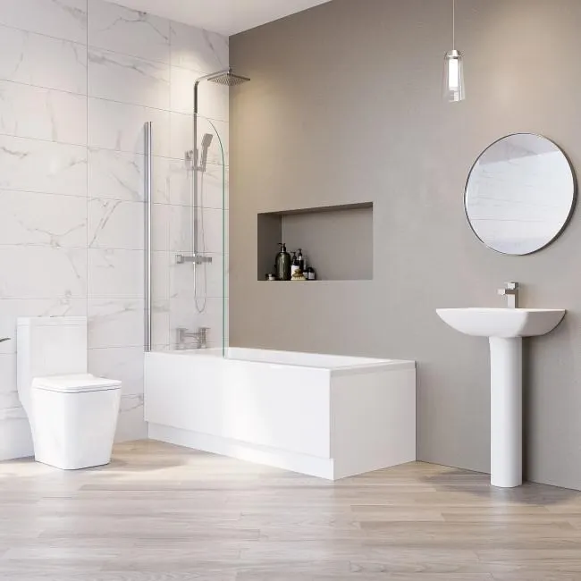 Single Ended 1500mm Shower Bath Suite with Toilet Basin & Panels - Rutland