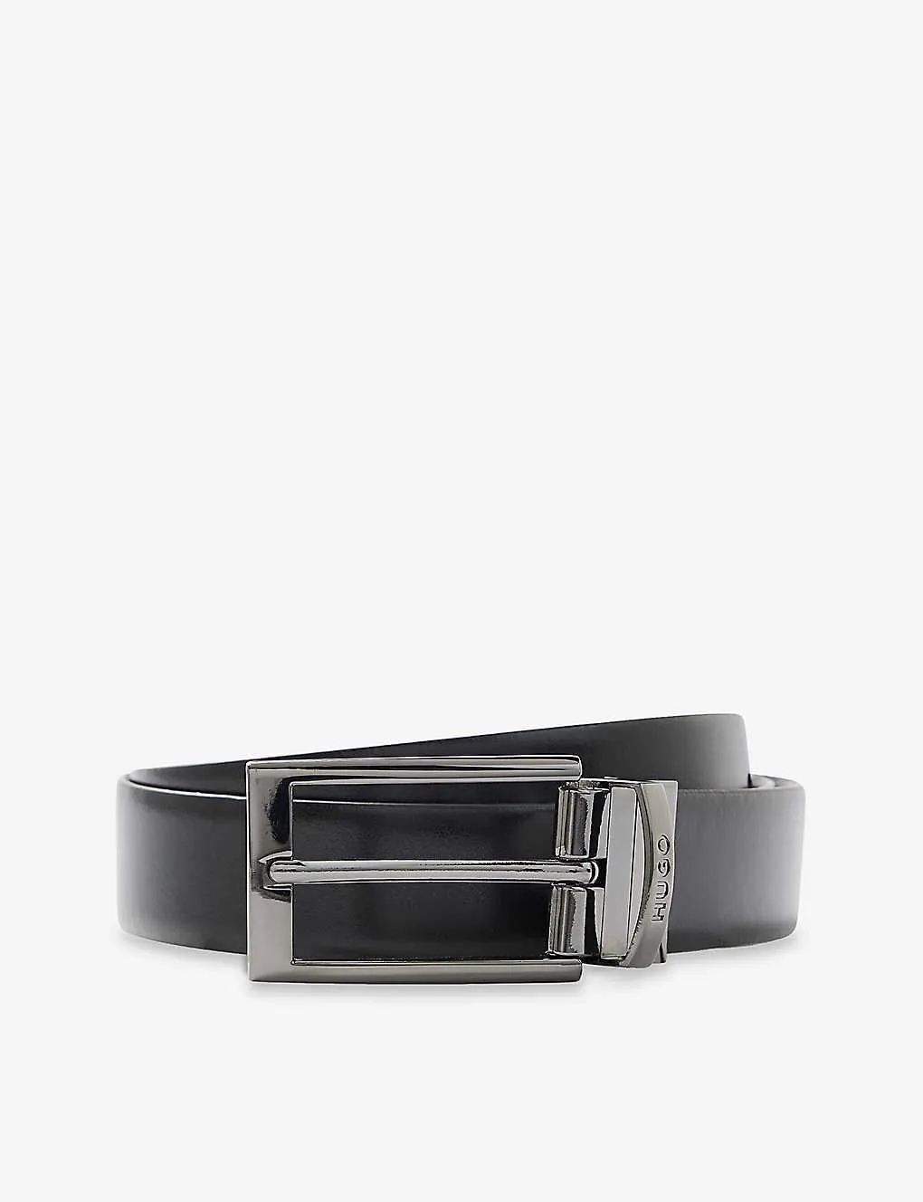 Logo-embossed leather belt