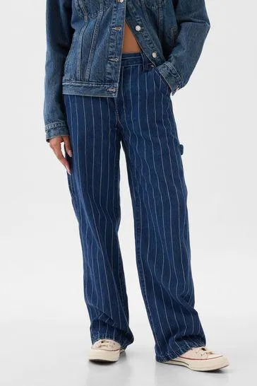Mid Rise 90s Loose Pinstripe Carpenter Jeans
