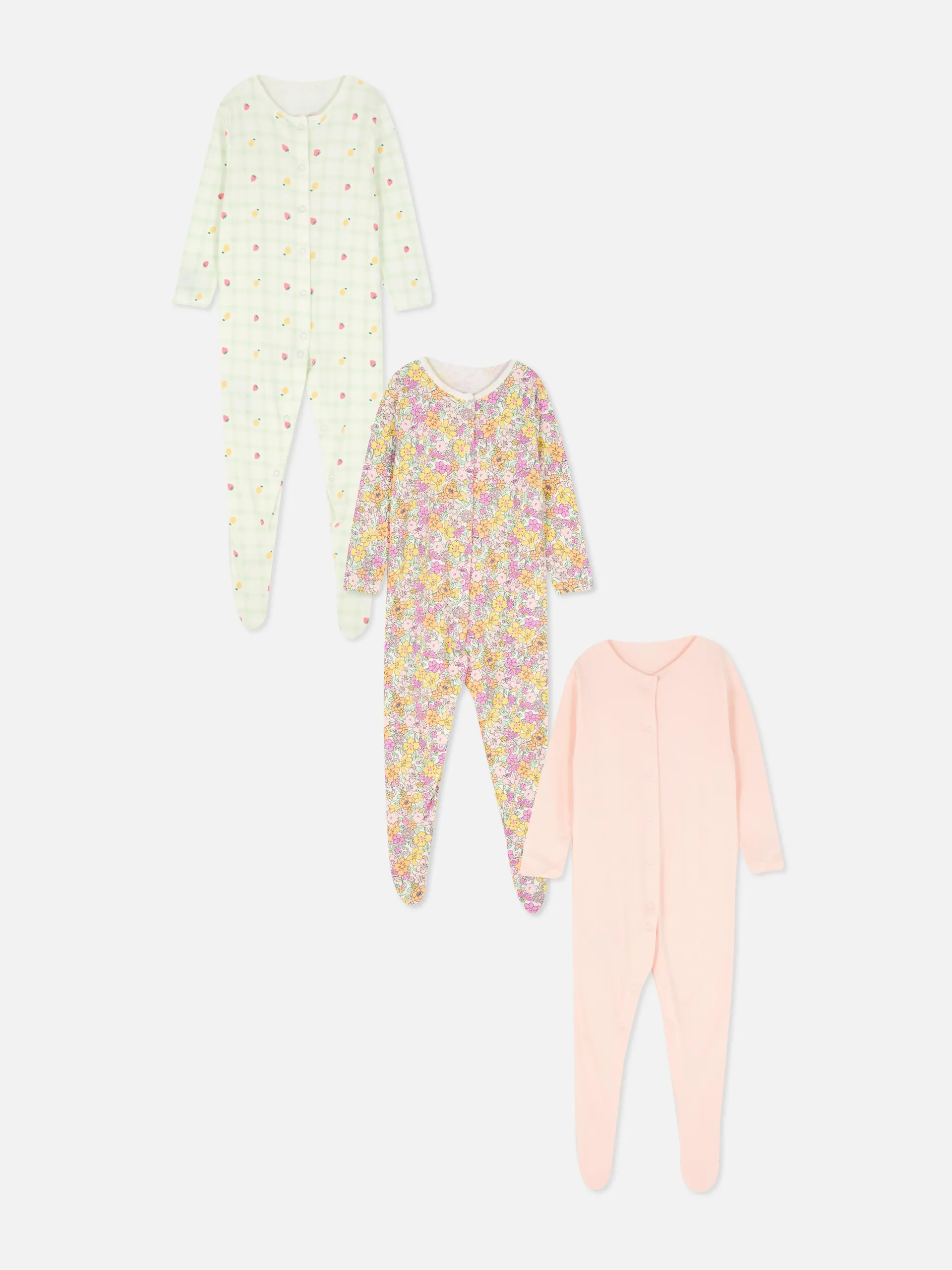 3pk Long Sleeve Sleepsuits