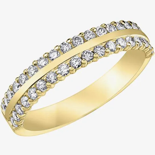 9ct Yellow Gold 0.25ct Diamond Two Row Half Eternity Ring