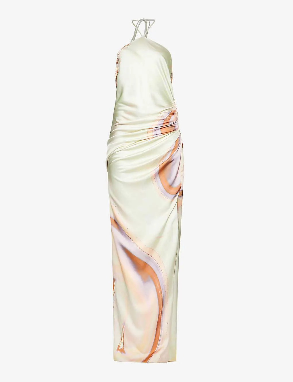 Hansel marble-print stretch-satin gown