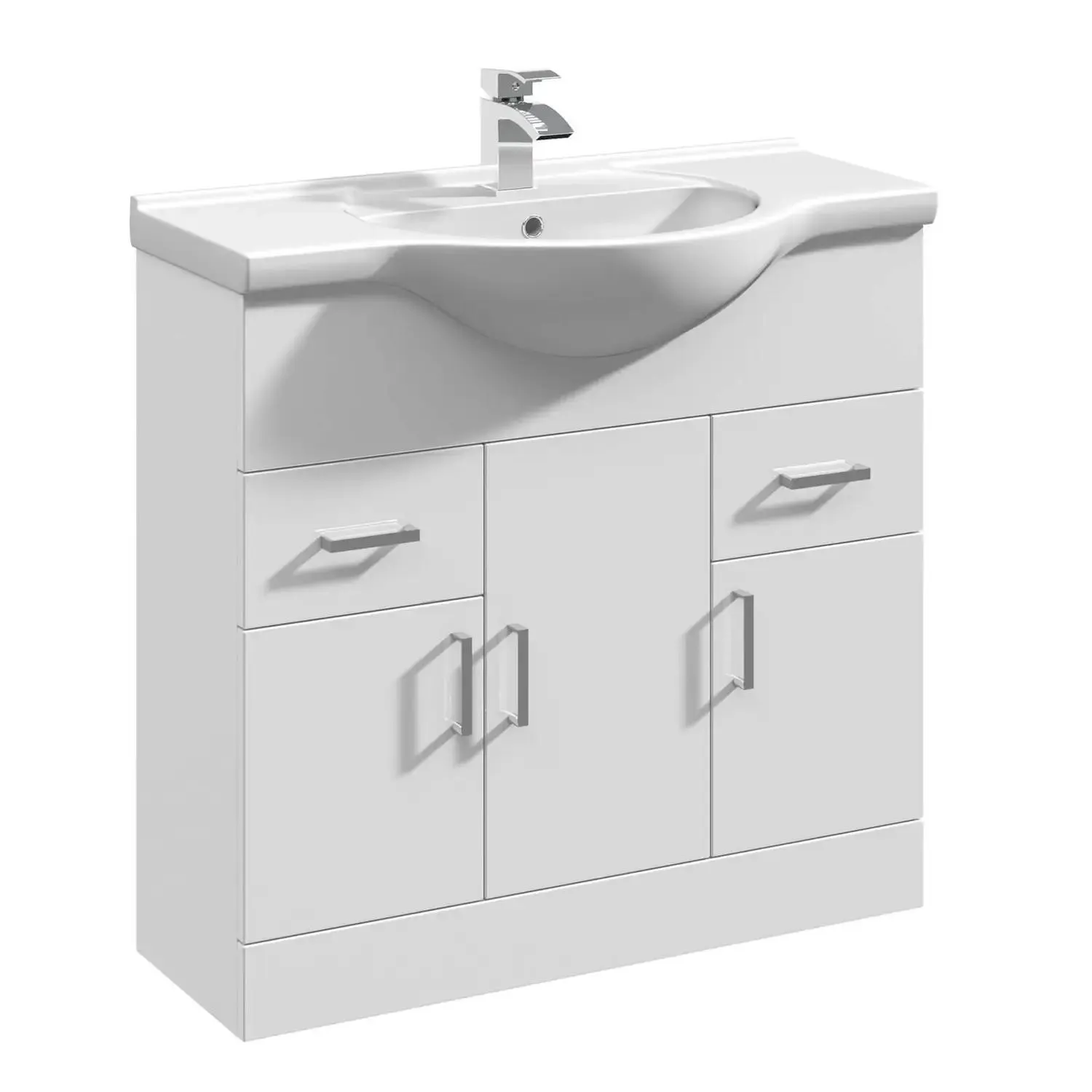 Balterley Orbit 850mm Freestanding Unit With Basin 1 - Gloss White