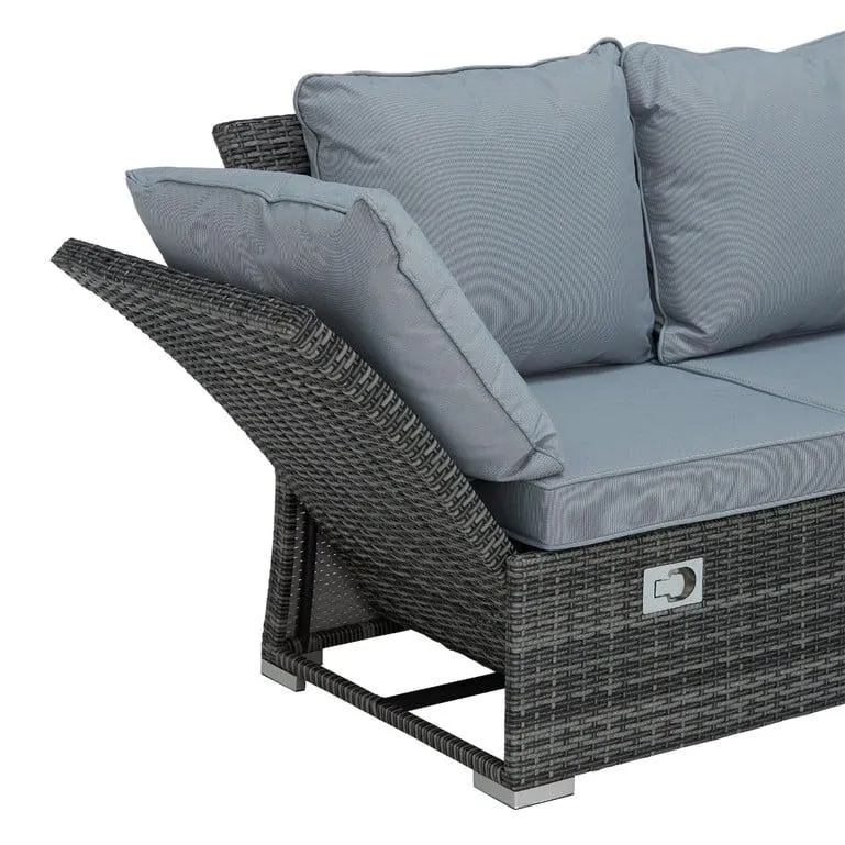 Reclining Side Garden Corner Dining Set With Fire Pit