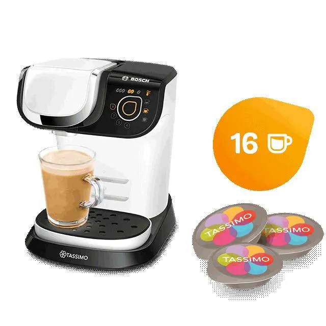 My Way White Coffee Machine Includes Coffee Capsules