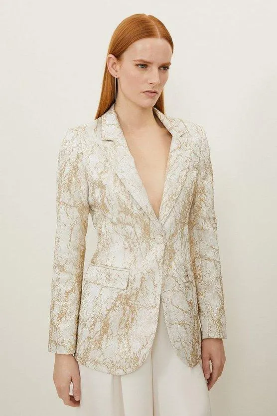 Tailored Jacquard Single Breasted Jacket