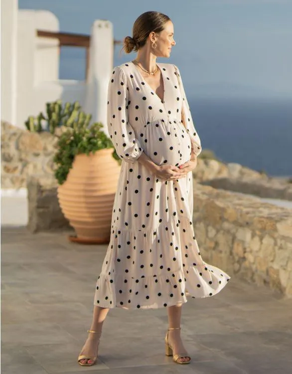 Button-Down Polka Dot Maternity Dress