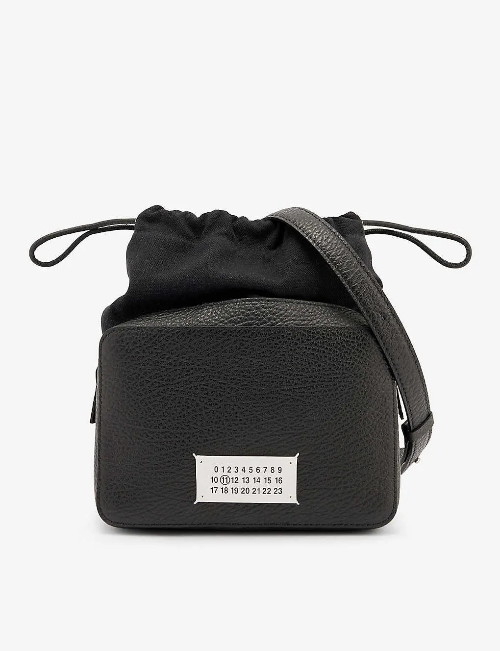Camera leather cross-body bag