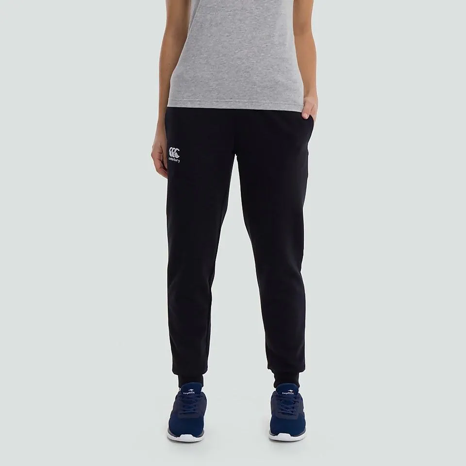 WOMENS TAPERED CUFFED FLEECE PANTS BLACK