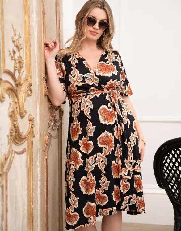 Curve Boho Jersey Midi Wrap Maternity Dress