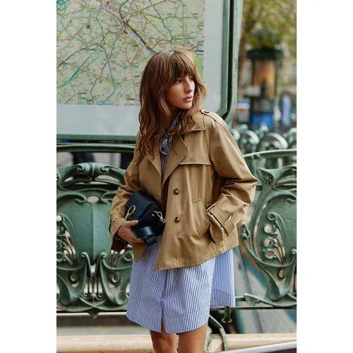 Vierra Short Oversized Trench Coat in Cotton Mix