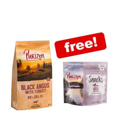 12kg Purizon Dry Dog Food + 3 x 100g Duck & Fish Snacks Free!*