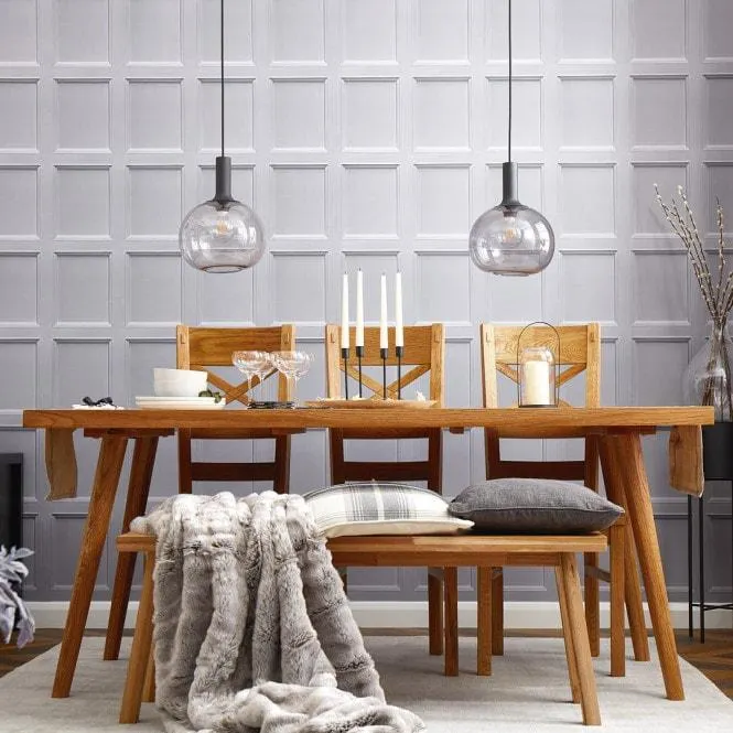 Classic Wood Panel Wallpaper in Grey