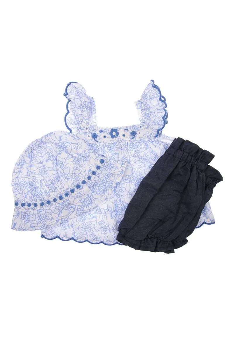 Baby Girl Blue and White Floral Set