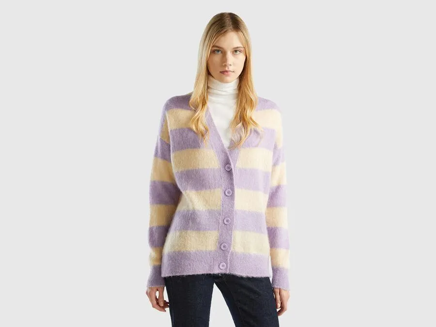 Striped cardigan in alpaca blend