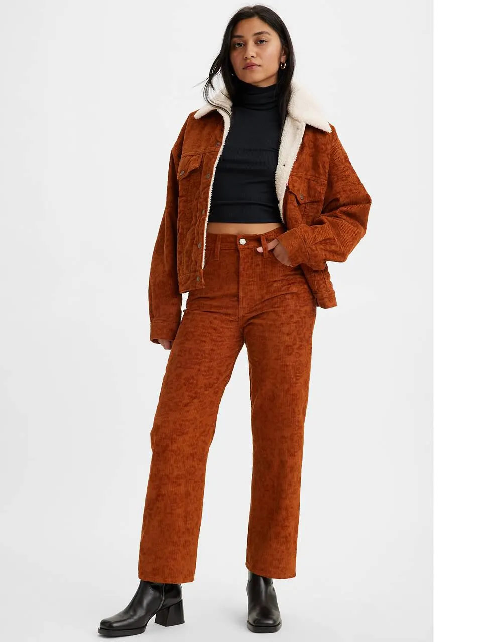 Ribcage Corduroy Straight Ankle Jeans