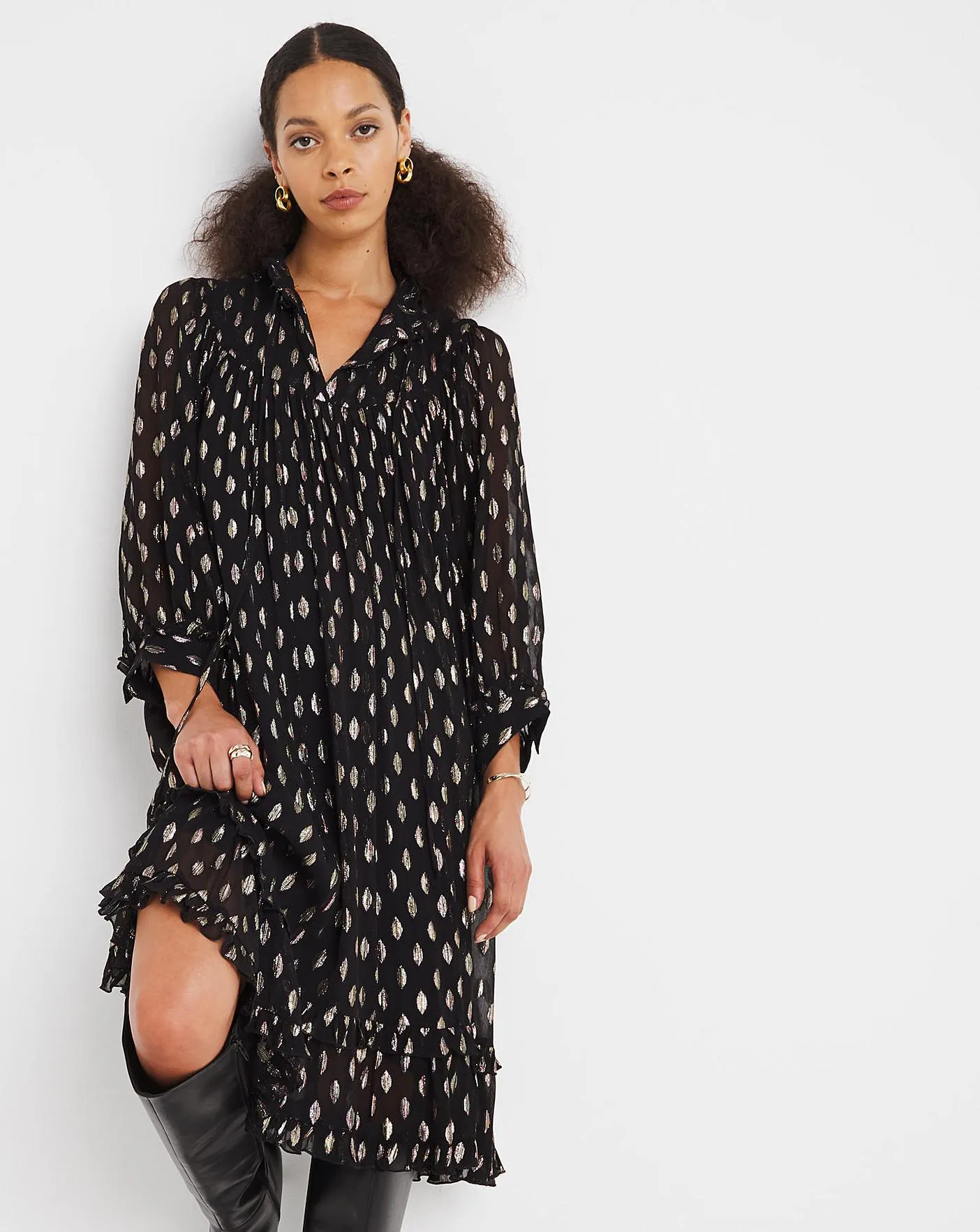 Jo by Joanna Hope Multi Foil Tie Neck Dress