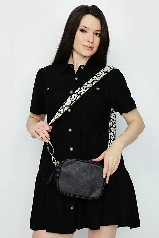 Black Abstract Animal Fancy Strap Crossbody Bag