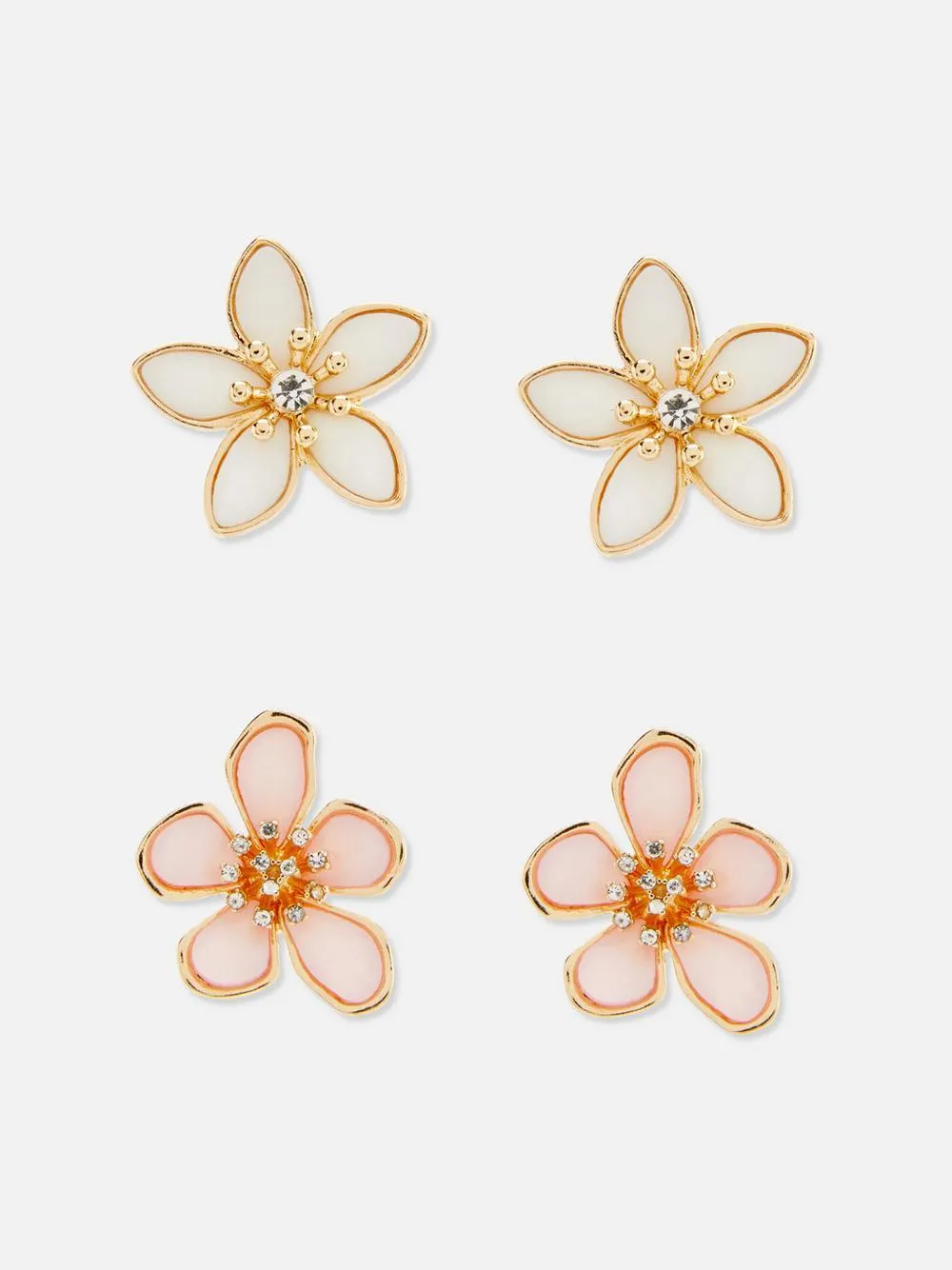 2pk Floral Stud Earrings