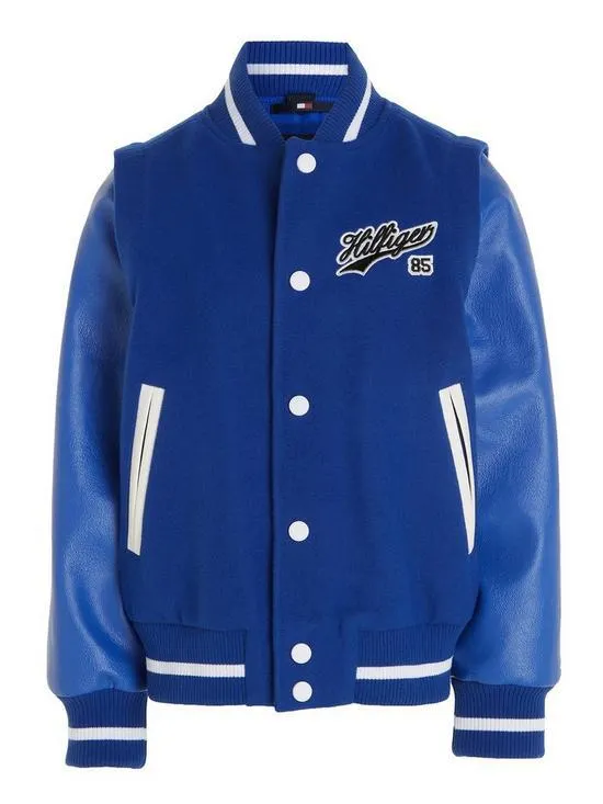 Boys Script Zip Off Sleeves Bomber - Ultra Blue