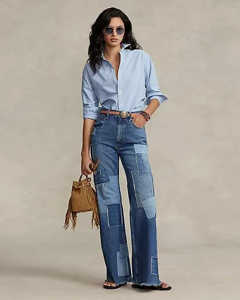 Denim Patchwork Flare Jean