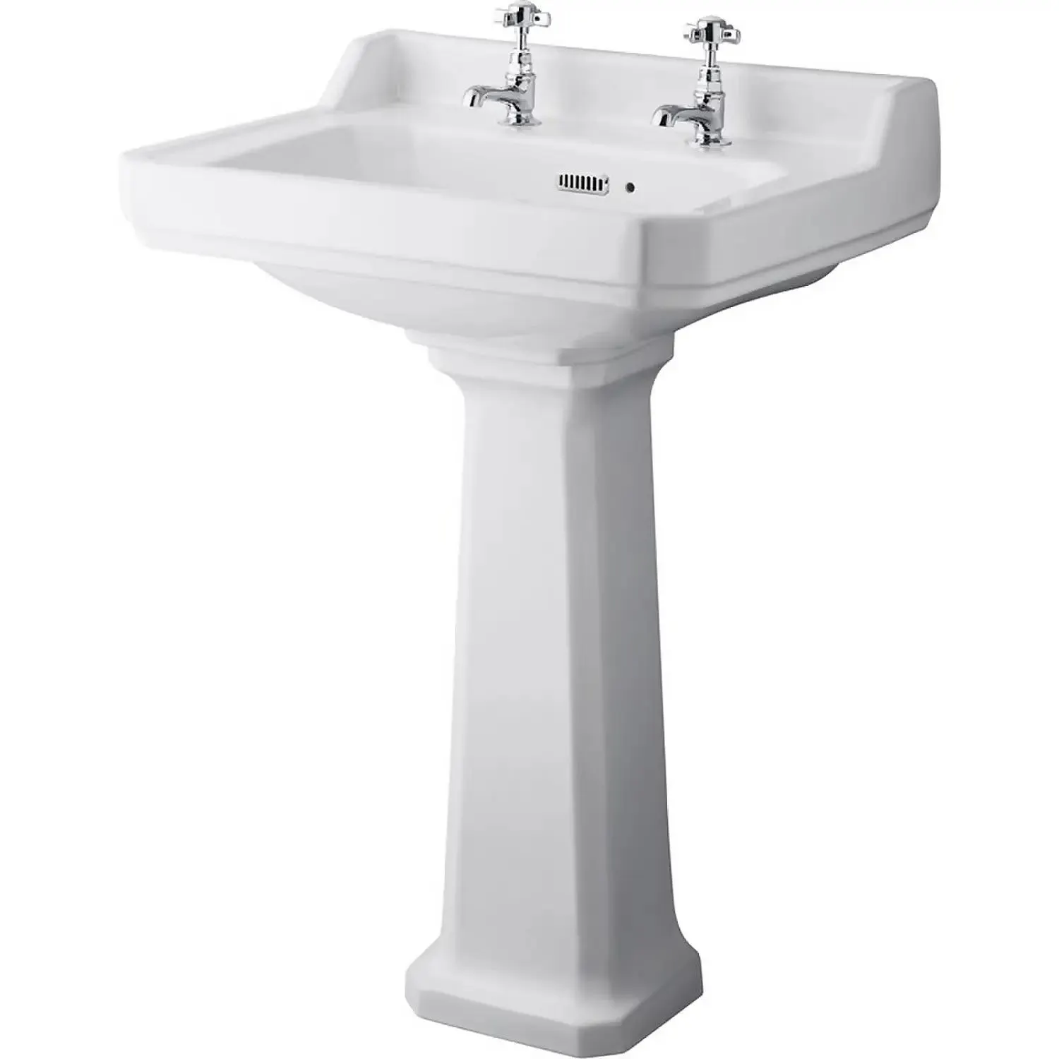 Balterley Harrington 2 Tap Hole Basin and Pedestal - 600mm