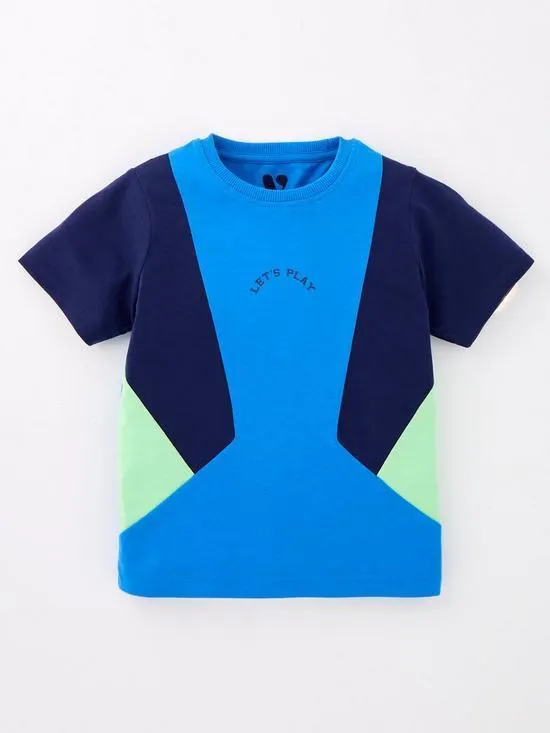 Boys Short Sleeve Cut and Sew Let's Play T-Shirt - Blue