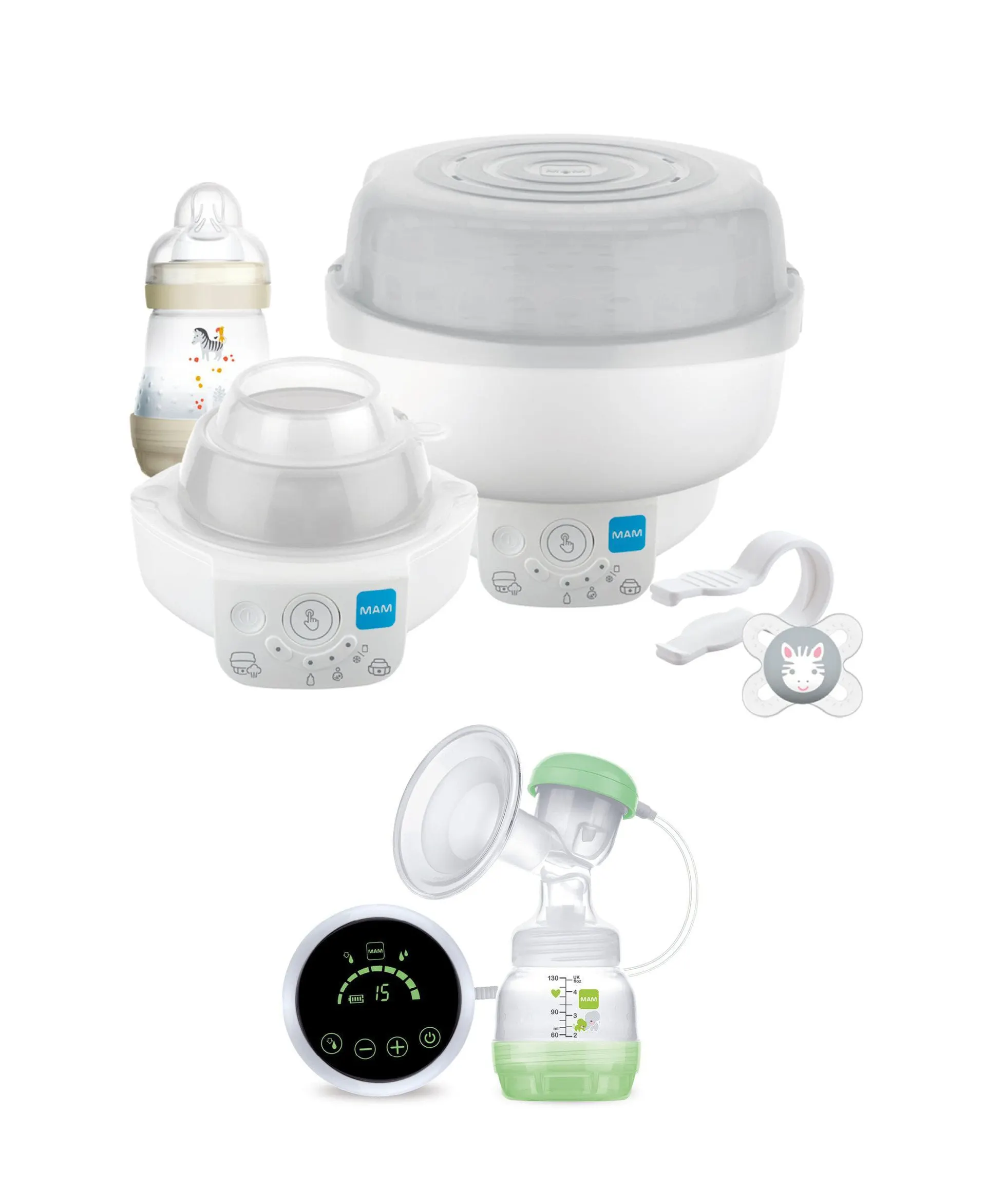 MAM Baby 6-in-1 Electric Steriliser & 2-in-1 Electric Breast Pump Bundle